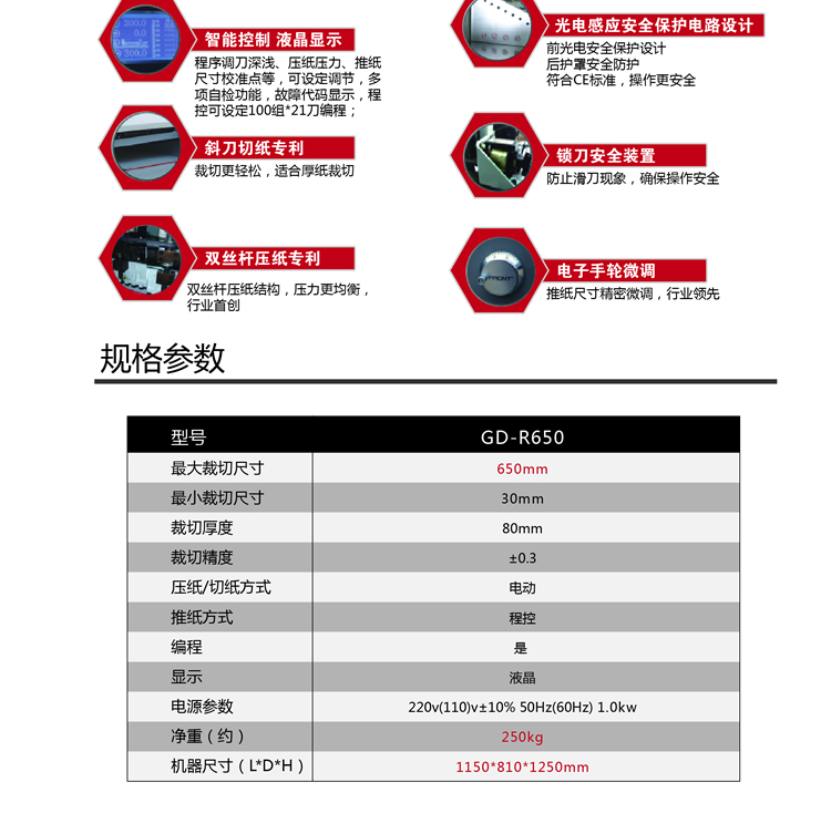 金典GD-R650電動(dòng)程控切紙機(jī)